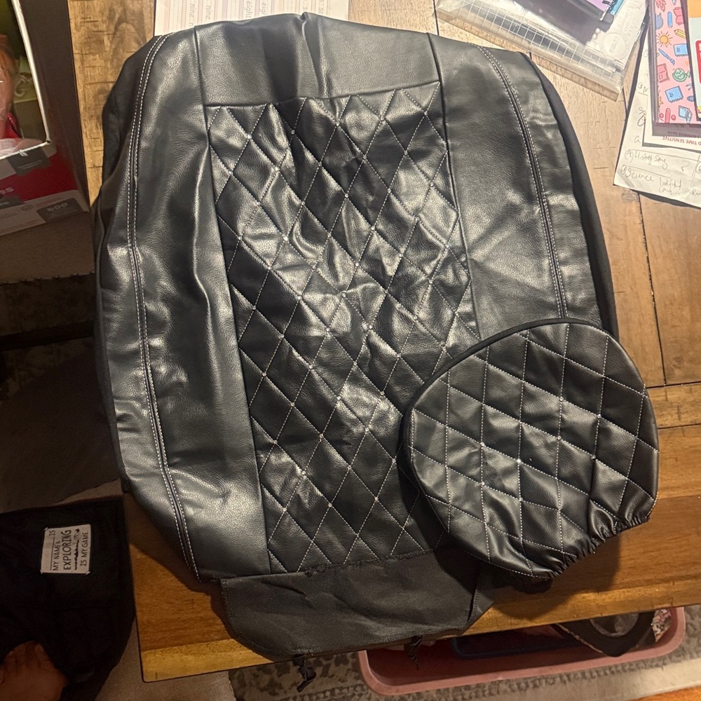 Diamonds !!!! BlackQuilted Leather Bag Set with Diamonds